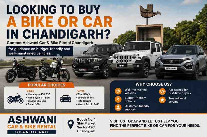 Rent a Bike or Car in Chandigarh? Contact Ashwani Car & Bike Rental Chandigarh