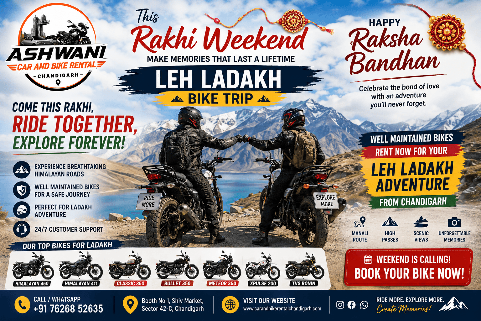 Rakhi Weekend Leh Ladakh Bike Trip – Rent a Bike from Chandigarh