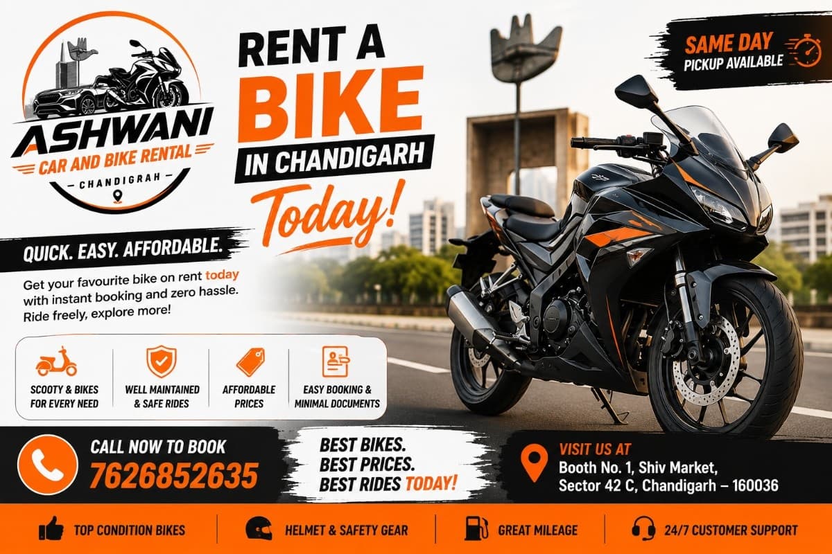 ๐๏ธ Rent a Bike in Chandigarh Today โ Quick, Easy & Affordable