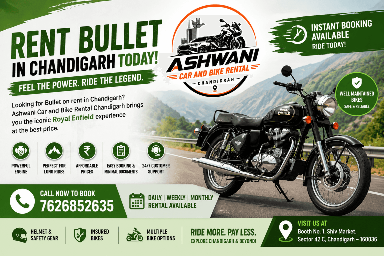 ๐๏ธ Rent Bullet in Chandigarh Today โ Royal Enfield on Rent at Best Price